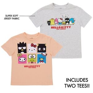 Kids Hello kitty 2 pack T-shirt’s. Size M 8 Unisex Hello kitty Design, New.